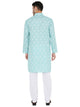 Linen Blend Kurta Pyjama Set in Blue for Men [MSKP184]