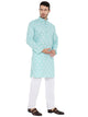 Linen Blend Kurta Pyjama Set in Blue for Men [MSKP184]