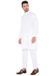 Premium White Poly Cotton Self Design Kurta Pyjama Set for Men [MSKP190]