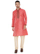 Traditional Indian Art Silk Embroidered Kurta Pyjama Set in Red for Men[MSKP192]