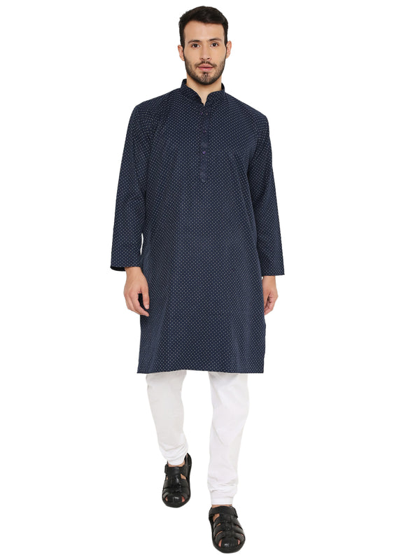 Poly Cotton Printed Kurta in Blue