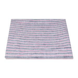 Unstitched Linen Blend Fabric Kurta Piece (2m - 58panna) in Grey Pink Stripes [MSP263]