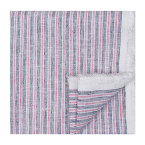 Unstitched Linen Blend Fabric Kurta Piece (2m - 58panna) in Grey Pink Stripes [MSP263]