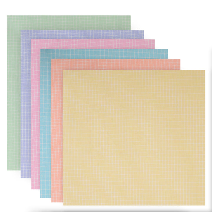Stacked display of 6 pastel-colored small checks PolyViscose shirt fabrics, perfect for arts, crafts, and personalized clothing designs.