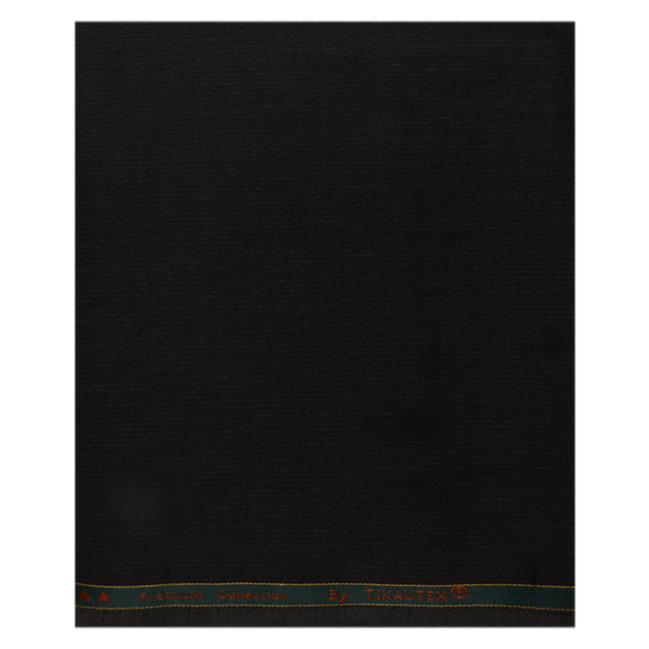 Unstitched solid black PolyBlend trouser fabric from the Premium Collection, perfect for personalized formal or casual trousers.