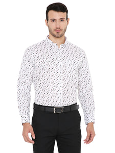 Men's Wear Abstract Print White Slim Fit Formal Shirt [MSS011]