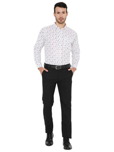 Men's Wear Abstract Print White Slim Fit Formal Shirt [MSS011]
