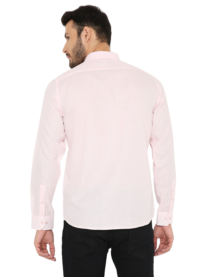 Slim Fit Shirt - Pastel Pink back view displaying clean stitching and lightweight fabric, perfect for daily wear.