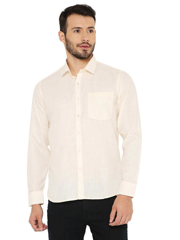 Maharaja Peach Shirt - Slim Fit with front pocket, long sleeves, and button-down design for stylish formal wear in pastel peach.