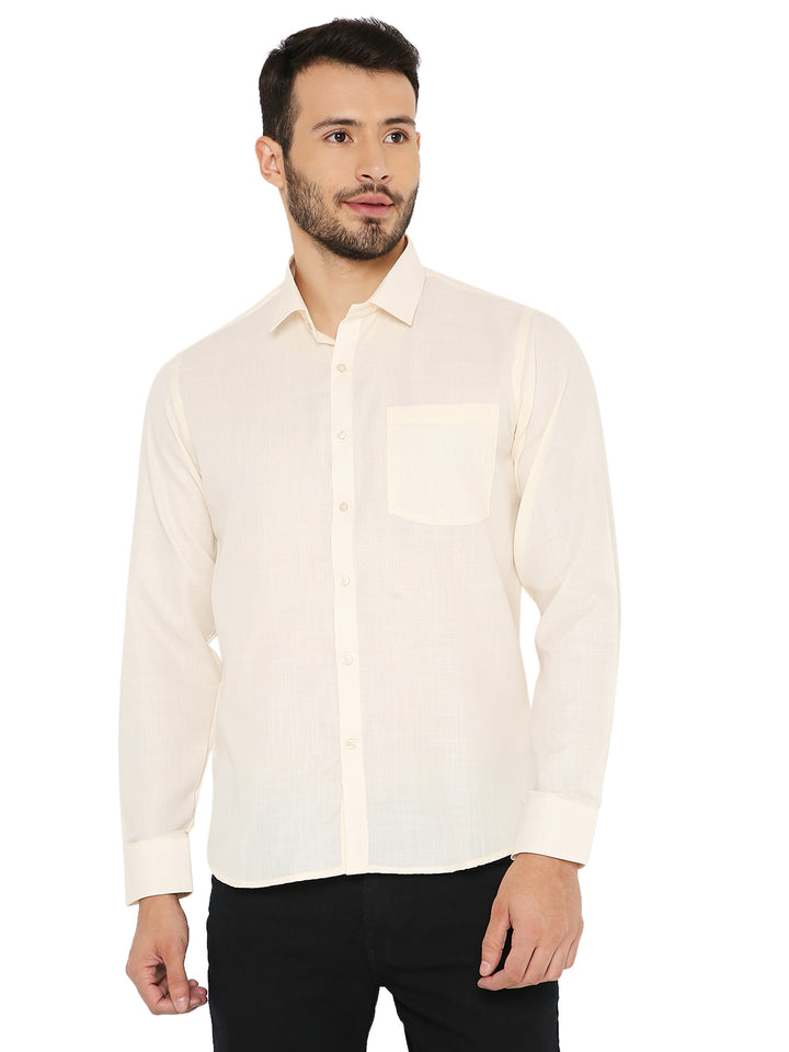 Maharaja Peach Shirt - Slim Fit with front pocket, long sleeves, and button-down design for stylish formal wear in pastel peach.