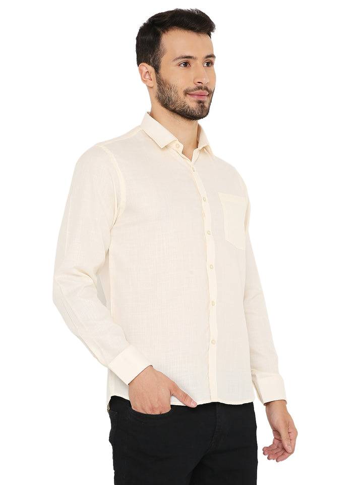 Maharaja Peach Shirt - Slim Fit with classic collar and solid pastel tone, perfect for versatile styling in men's fashion.