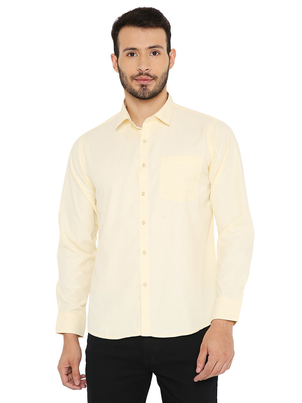 Slim Fit Small Checks Shirt in Yellow