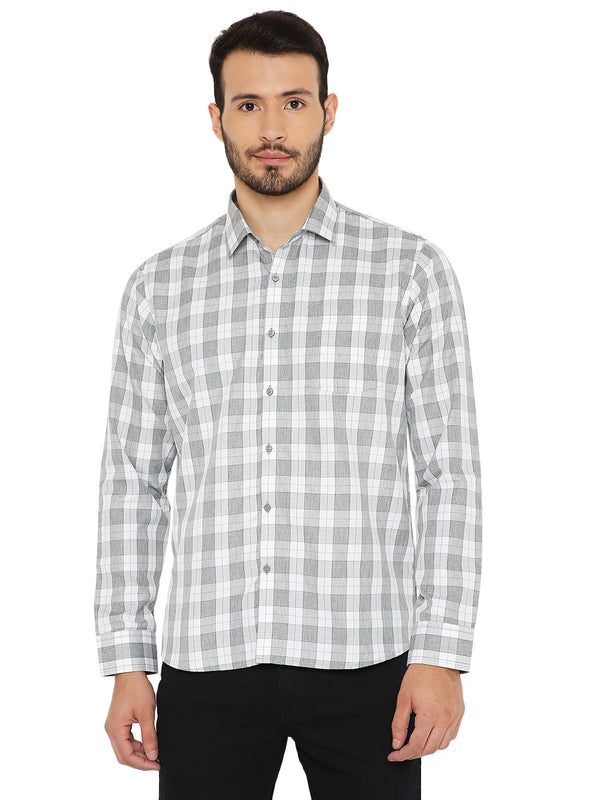 Slim Fit Checks Shirt Green - Superior Comfort | Made in India, featuring a big checkered pattern and tailored fit for modern style.
