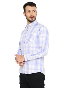 Slim Fit Checkered Shirt in Blue for Men [MSS082]