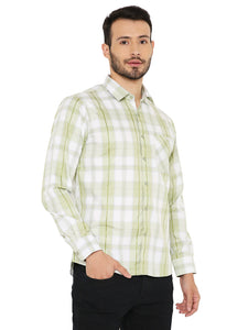 Slim Fit Checkered Shirt in Green for Men [MSS083]