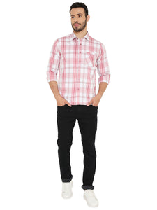 Slim Fit Checkered Shirt in Red for Men [MSS084]