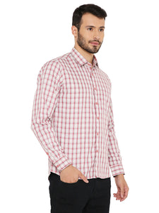 Slim Fit Checkered Shirt in Red for Men [MSS085]