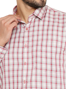 Slim Fit Checkered Shirt in Red for Men [MSS085]