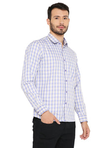 Slim Fit Checkered Shirt in Blue for Men [MSS086]