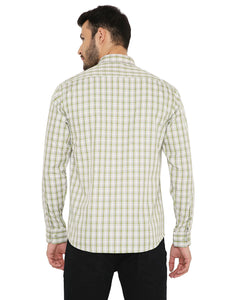 Slim Fit Checkered Shirt in Green for Men [MSS087]
