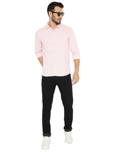 Slim Fit Checkered Shirt in Peach for Men [MSS091]
