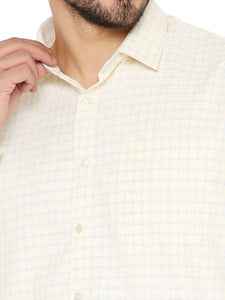 Slim Fit Checkered Shirt in Yellow for Men [MSS092]
