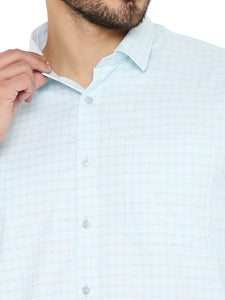 Slim Fit Checkered Shirt in Blue for Men [MSS093]