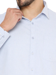 Slim Fit Small Checks Shirt in Blue for Men [MSS096]