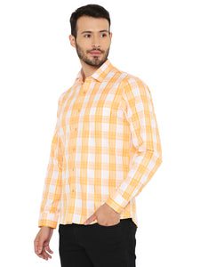 Slim Fit Checkered Shirt in Orange for Men [MSS099]