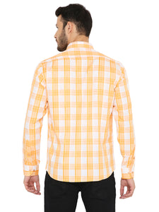 Slim Fit Checkered Shirt in Orange for Men [MSS099]
