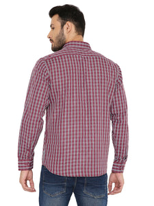 Slim Fit Checkered Shirt in Maroon for Men [MSS101]