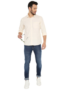 Slim Fit Checkered Light Yellow Shirt for Men [MSS110]