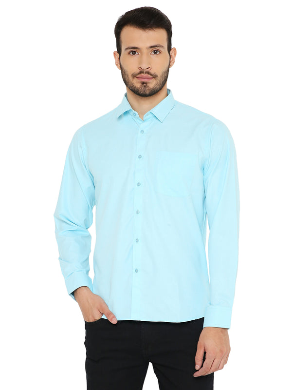 Slim Fit Solid Bright Light Blue Shirt for Men [MSS112]