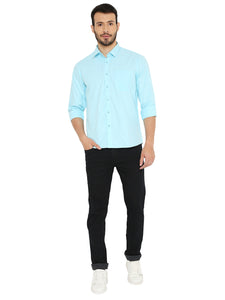 Slim Fit Solid Bright Light Blue Shirt for Men [MSS112]