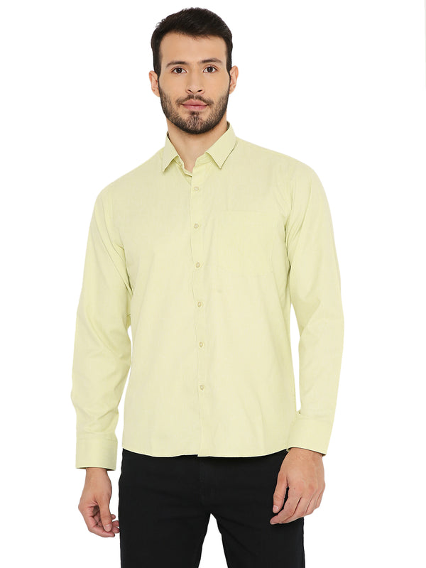 Slim Fit Solid Bright Lime Green Shirt for Men [MSS113]