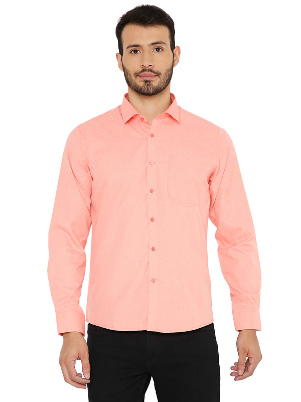 Slim Fit Solid Bright Peach Shirt for Men [MSS114]