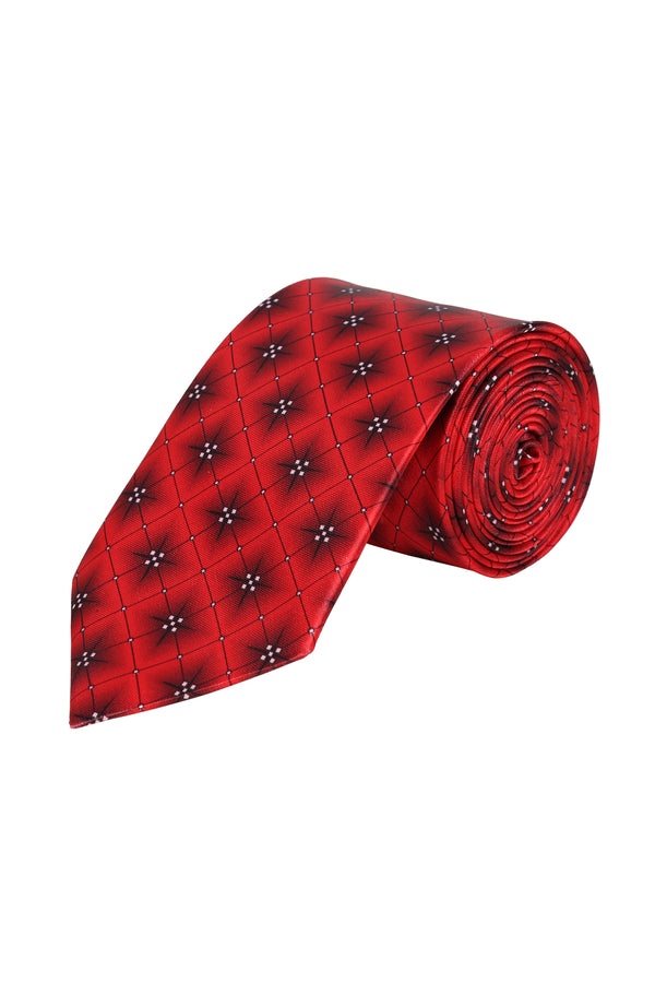 Red Classic Printed Silk Necktie
