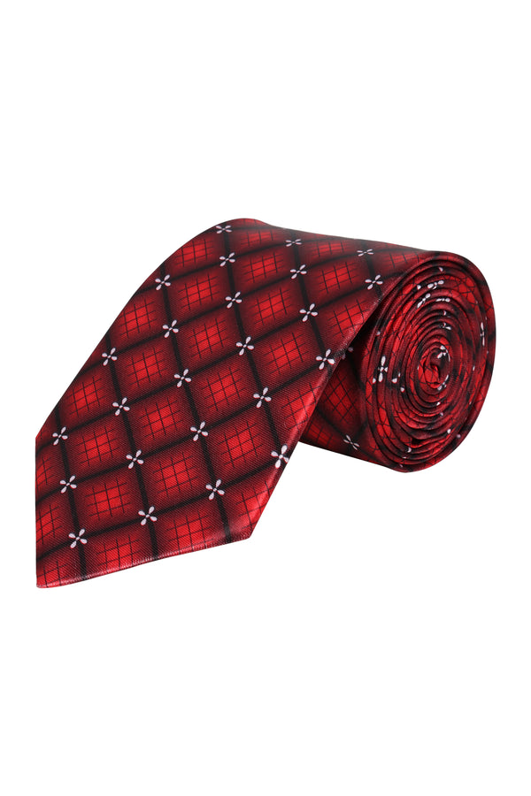 Red Classic Printed Silk Necktie