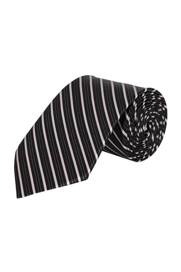 Black Classic Printed Silk Necktie