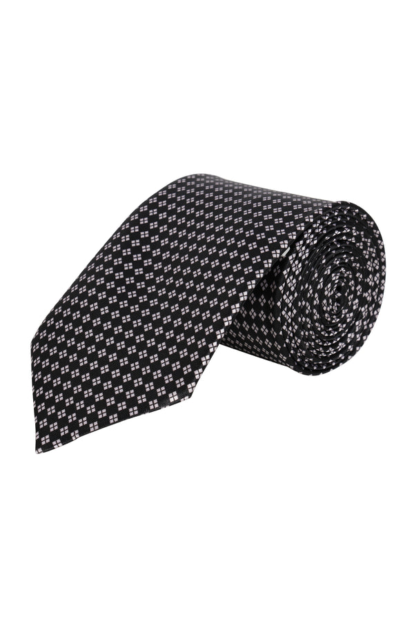 Black Classic Printed Silk Necktie