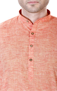 Orange Kurta Pyjama Set in Cotton Linen [MSKP080]