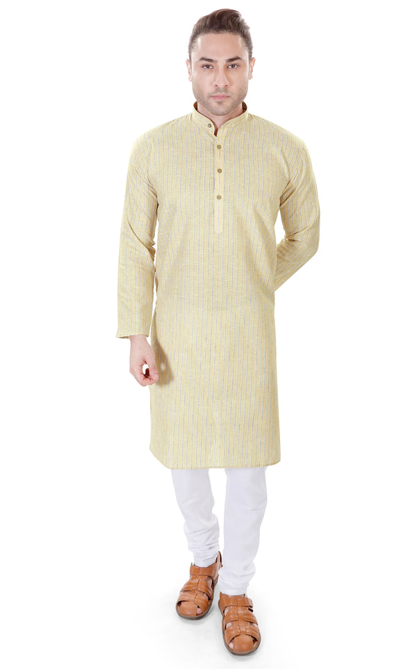 Cotton Linen Kurta in Yellow