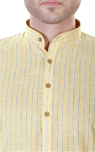 Yellow Kurta Pyjama Set in Cotton Linen [MSKP081]