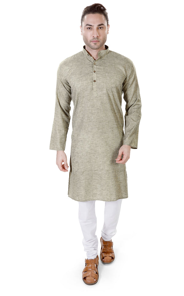 Cotton Linen Kurta in Green